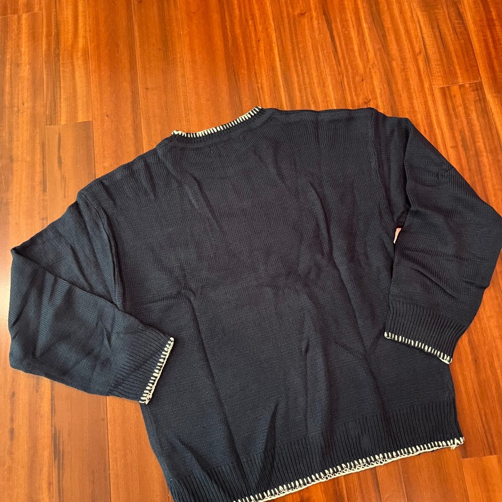 Blue White Bow Sweater Navy Miss Sparkling‎ Knit Crew Long Sleeve New Size Small - Picture 3 of 8